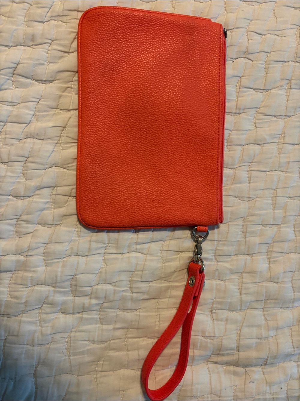 Pebbled Red Wristlet Clutch with Detachable Strap